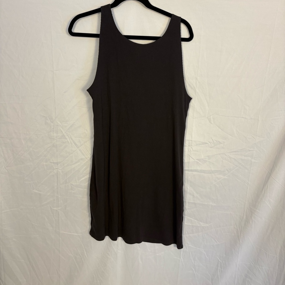 Aerie Twist Front Black Ribbed Mini Dress Sz XXL - Picture 3 of 5